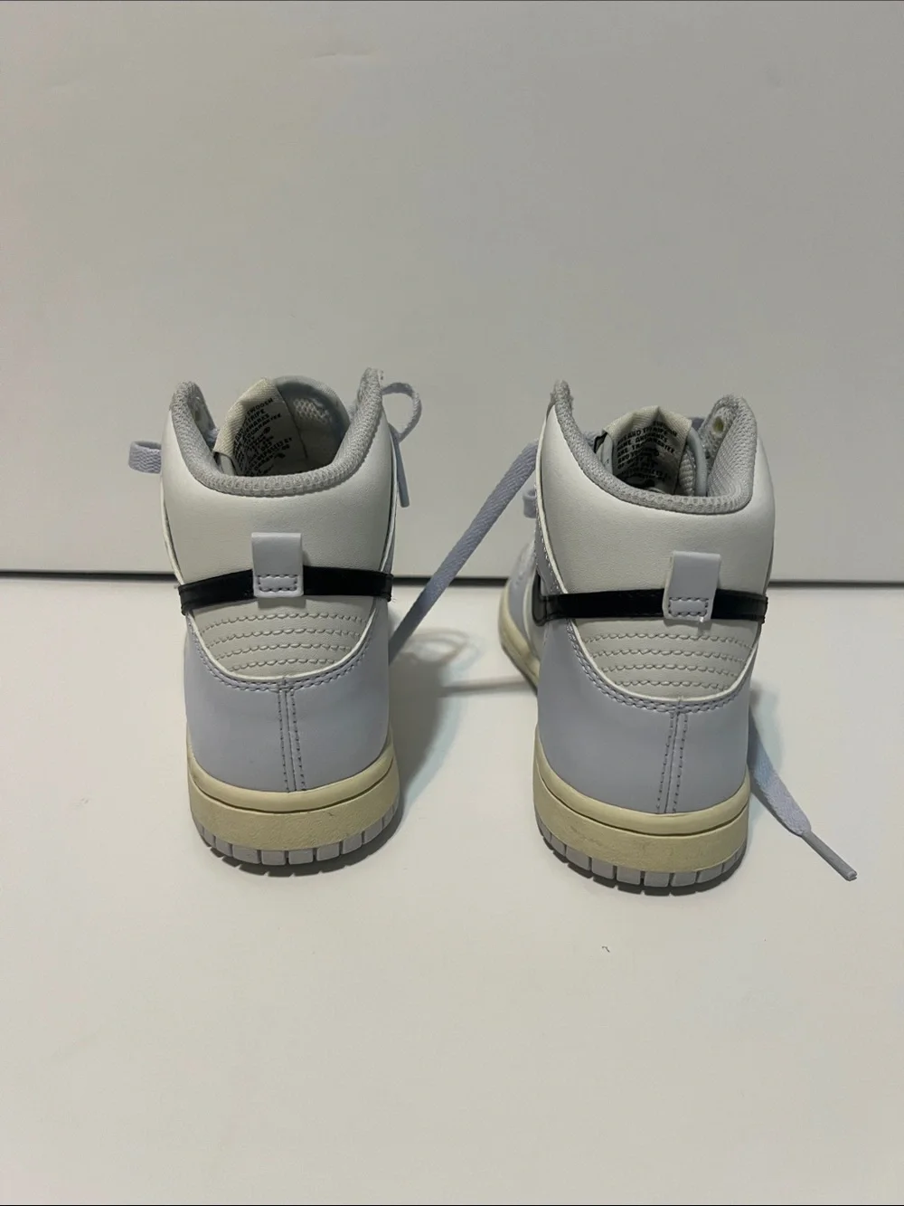 Nike Kids White and Black High-Top Sneakers with Light Gray Panels